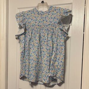 Chic Soul Kids Floral Blouse - Blue and Yellow
